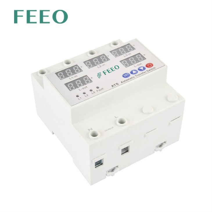 FEEO 220V ATS Controller Daul Power Changeover Automatic Transfer ATS Din Rail Switch 63A LED Indication For Operating Voltage best