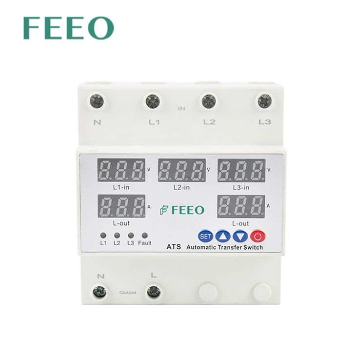 FEEO 220V ATS 컨트롤러 DAUL 전력 전환 자동 전송 ATS DIN 레일 스위치 63A 작동 전압에 대한 LED 표시