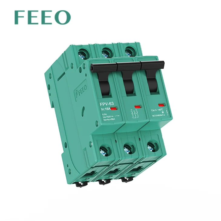 태양광용 FEEO Dc Mcb 1/2/3/4P 회로 차단기 63A 250/550V Dc Mcb